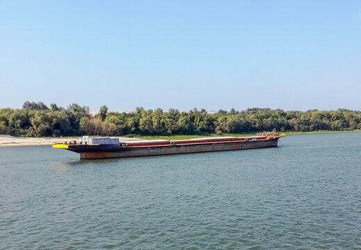 Empty barge waiting for a load in the Prahovo near  of the city Negotin, Serbija