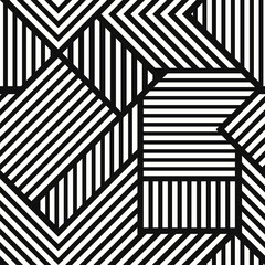 vector modern white geometric lines seamless pattern on black