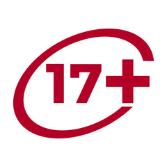 Red drop icon circle with age limit 17 seventeen