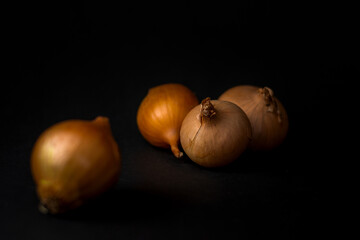 onion on a black background