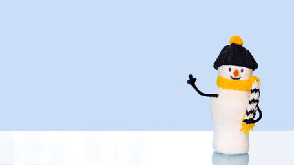 isolated snowman on white background with copy space