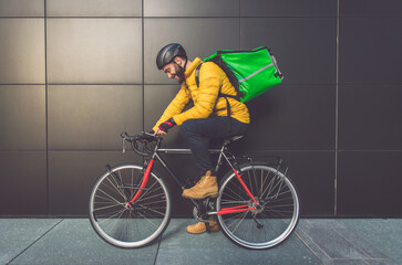 Food delivery rider on his bicycle.