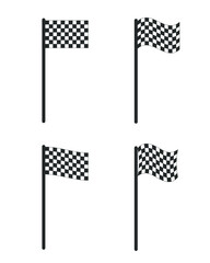 Chequered flag icon. Checkered black and white sign. Check grid pattern poleflag illustration. Motor sport race finish symbol. Victory championship logo. Isolated on white background.