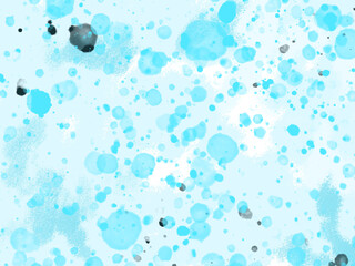 Turquoise spots on a white background pastel abstract watercolor pattern