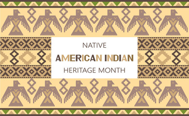Native American Indian Heritage Month concept vector. Event is celebrated in November in USA. Traditional ornament of Indians of North America is shown