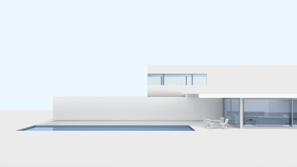 modern minimalistic white building exterior with copy space