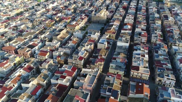 Aerial view of Balestrate is a comune in the Italian region Sicily located about 25 kilometres southwest of Palermo showing typical south european houses and buildings 4k high resolution quality