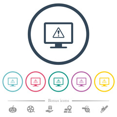 Display warning flat color icons in round outlines
