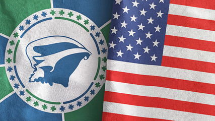 Obraz premium United States and Martinique two flags textile cloth 3D rendering