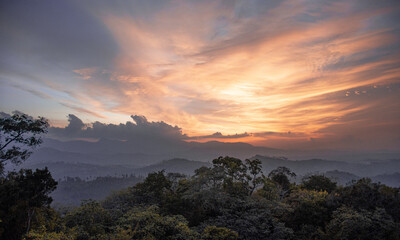 evening view from Pettigala and bambaragala  also known as Pethiyagala, is a hiking area situated in Teldeniya in the Kandy, Sri Lanka Surrounded by the Victoria reservoir and Knuckles mountain range