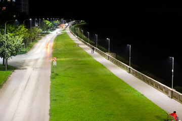 safety and clean promenade with modern street lights