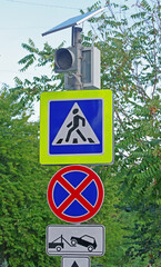 traffic lights powered by a solar panel