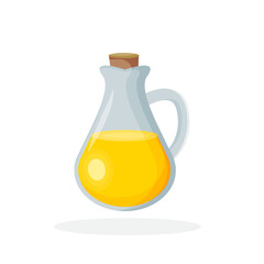 glass bottle jug of olive oil. illustration in flat design