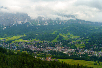 Fototapeta na wymiar View of Cortina d Ampezzo, Dolomites, Italy