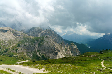 The road to Tre Cime di Lavaredo, Dolomites, at summer