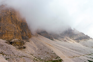 The road to Tre Cime di Lavaredo, Dolomites, at summer