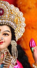 Idol worshipping of Hindu Goddess Lakshmi - Lakshmi Puja is a Hindu religious festival