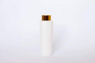 Bottle for liquid, cream, gel, lotion. Сosmetic bottle on white background. SPA cosmetic product branding mockup.
Flat lay minimalist style.