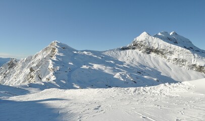 Snow covered mountains in France