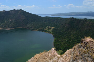 Naklejka na ściany i meble Hiking on the Taal Volcano island and on the Chocolate Hills of Bohol in the Philippines
