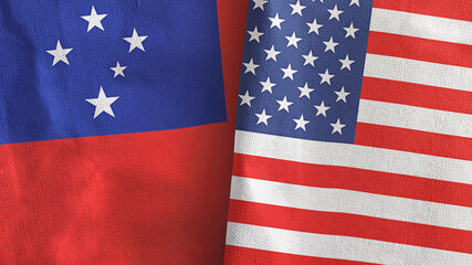 Obraz premium United States and Samoa two flags textile cloth 3D rendering