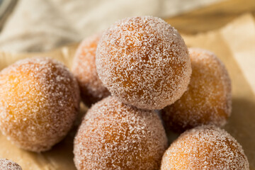 Homemade Fried Cake Donut Holes with Sugar