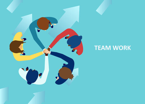 Vector Of Diverse Women Putting Their Hands Together As A Symbol Of Team Work