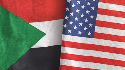 Obraz premium United States and Sudan two flags textile cloth 3D rendering