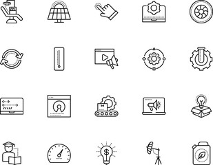 technology vector icon set such as: knowledge, spotlight, browser, learn, produce, car, artificial, celsius, thinking, machine, clinic, usability, cartoon, full, danger, road, book, label, biodiesel