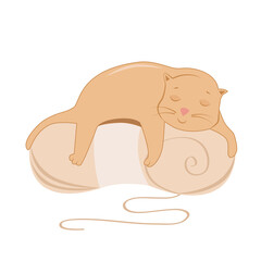 cat on a ball of knitting thread