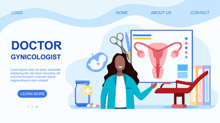 Gynecology, obstetrics abstract concept. Endometriosis, endometrium dysfunctionality, endometriosis treatment. Flat cartoon vector illustration. Website, web page or landing page template.