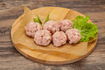 Homemade raw pork minced meatball for cooking