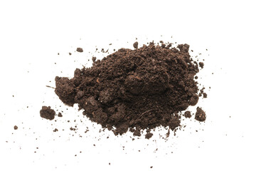 Black land for plant isolated on white background. 