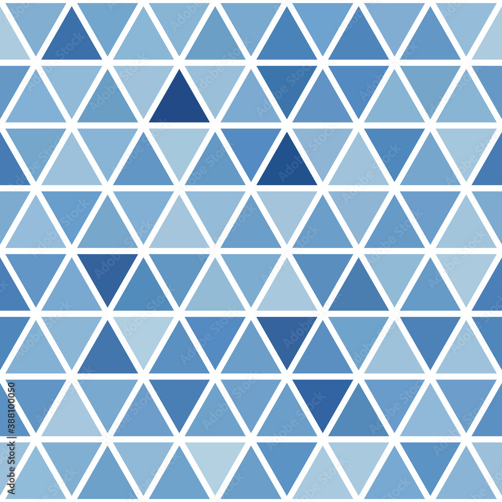 Poster Simple azure blue seamless pattern with triangles. Vector.