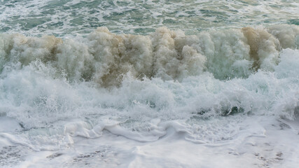 Mediterranean brave sea in autumn