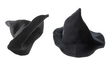 Witch wool hat isolated on white background.
