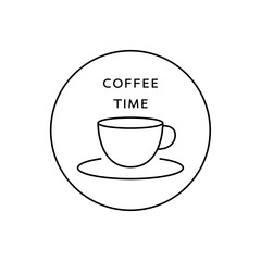 Coffee logo design. Coffee cup doodle vector.