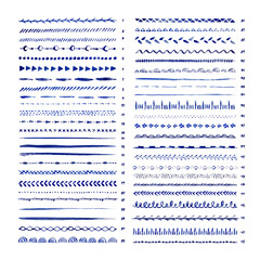 Set of 48 seamless handdrawn watercolor brushes with different patterns. Vector illustration.