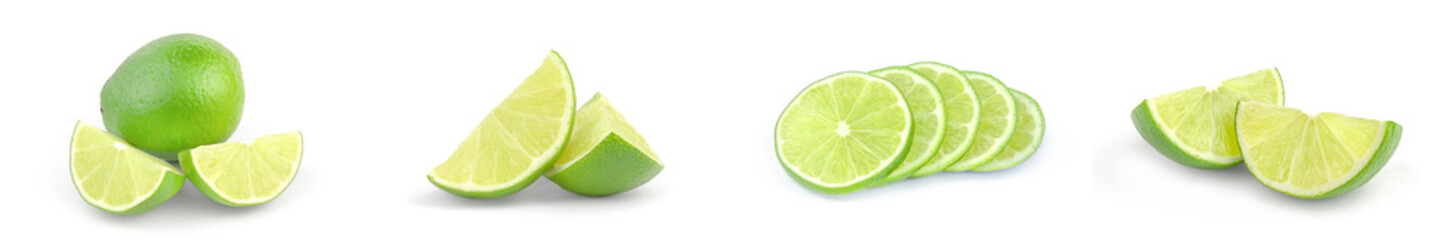 Group of limes on a white background - obrazy, fototapety, plakaty