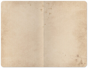 Background of old aged and stained paper notebook. Vintage style.