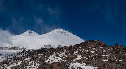 Double peak of Elbrus mountain