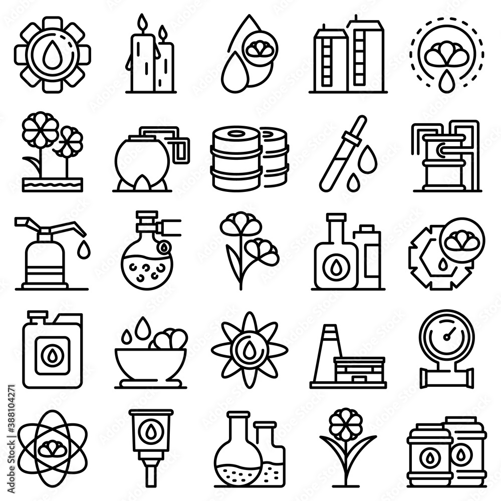 Poster canola icons set. outline set of canola vector icons for web design isolated on white background