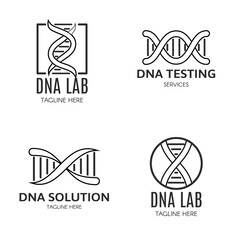 Set of DNA logos. DNA linear icons. Element Template Design