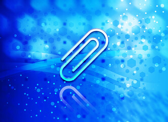 Paper clip icon abstract light cyan blue hexagon pattern background