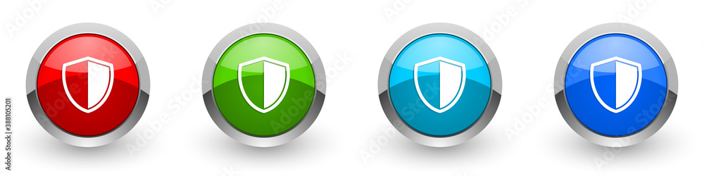 Aufkleber shield, protection, security concept silver metallic glossy icons, set of modern design buttons for 