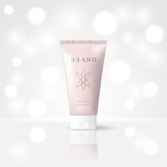 Promotional template for simple skin care product, vector tube mockup, branding, 3d 