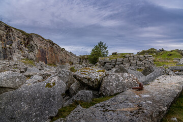 Fototapeta premium Inside a disused quarry on Bodmin Moor, Cornwall in late autumn