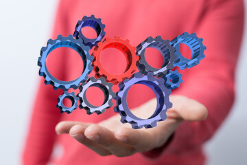 Business, Internet and technology concept. Business select gear icon on virtual screen.