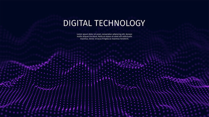 Digital technology background. Abstract connections. Futuristic sci-fi user interface concept with gradient. Big data, artificial intelligence, music hud. Blockchain and cryptocurrency. Vector