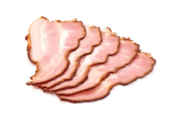 Smoked Pork meat slices, isolated on white background